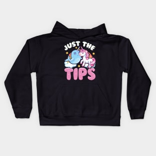 Funny Just The Tips Cute Narwhal Unicorn Pun Kids Hoodie